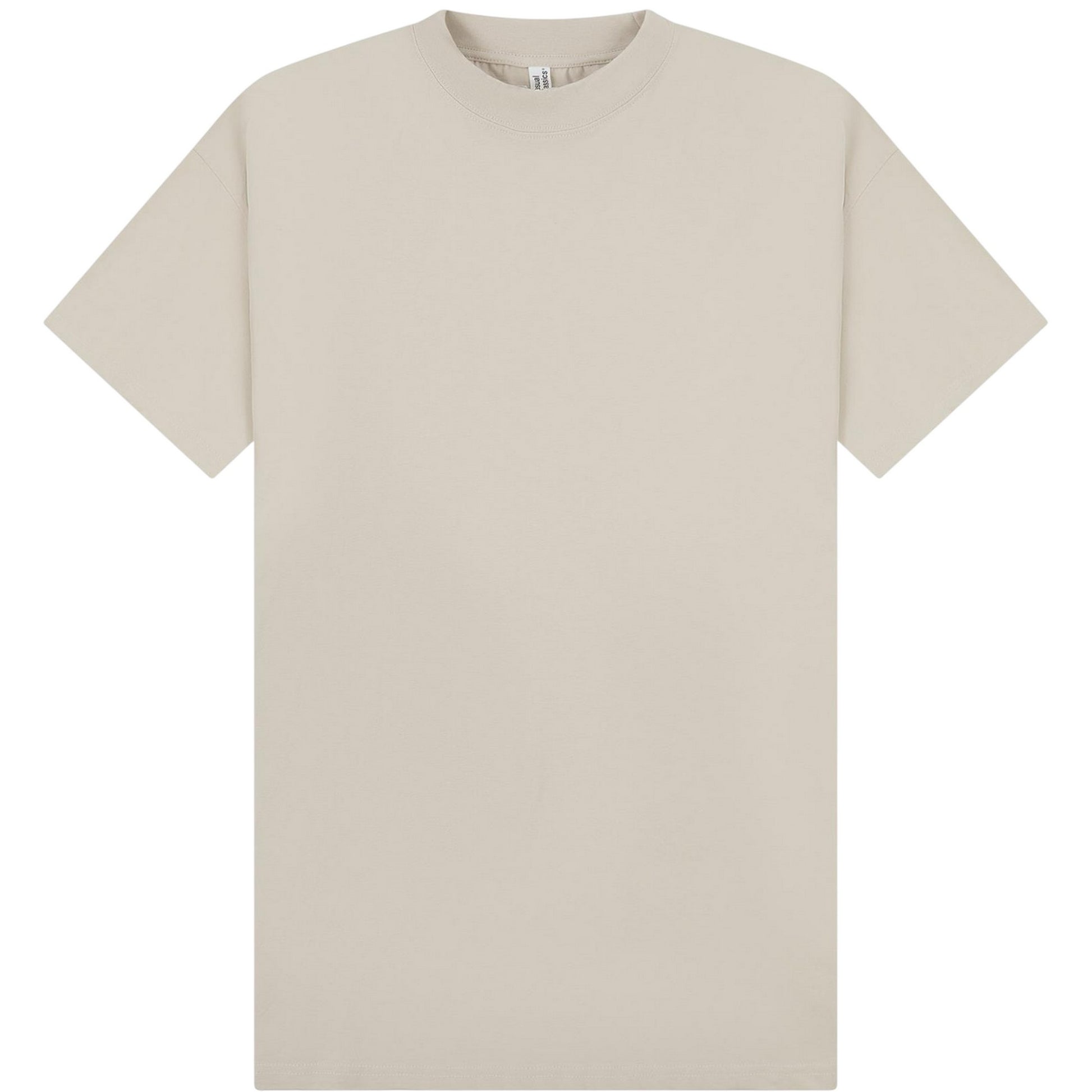 Stone - Front - Casual Classics Unisex Adult Combed Ringspun Cotton Extended Neckline Tall Oversized T-Shirt