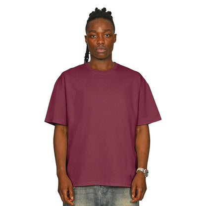Burgundy - Front - Casual Classics Unisex Adult Supreme Organic Combed Extended Neckline Oversized T-Shirt