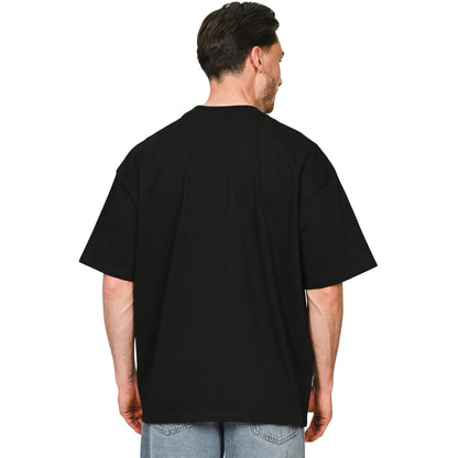 Black - Side - Casual Classics Unisex Adult Supreme Organic Combed Extended Neckline Oversized T-Shirt