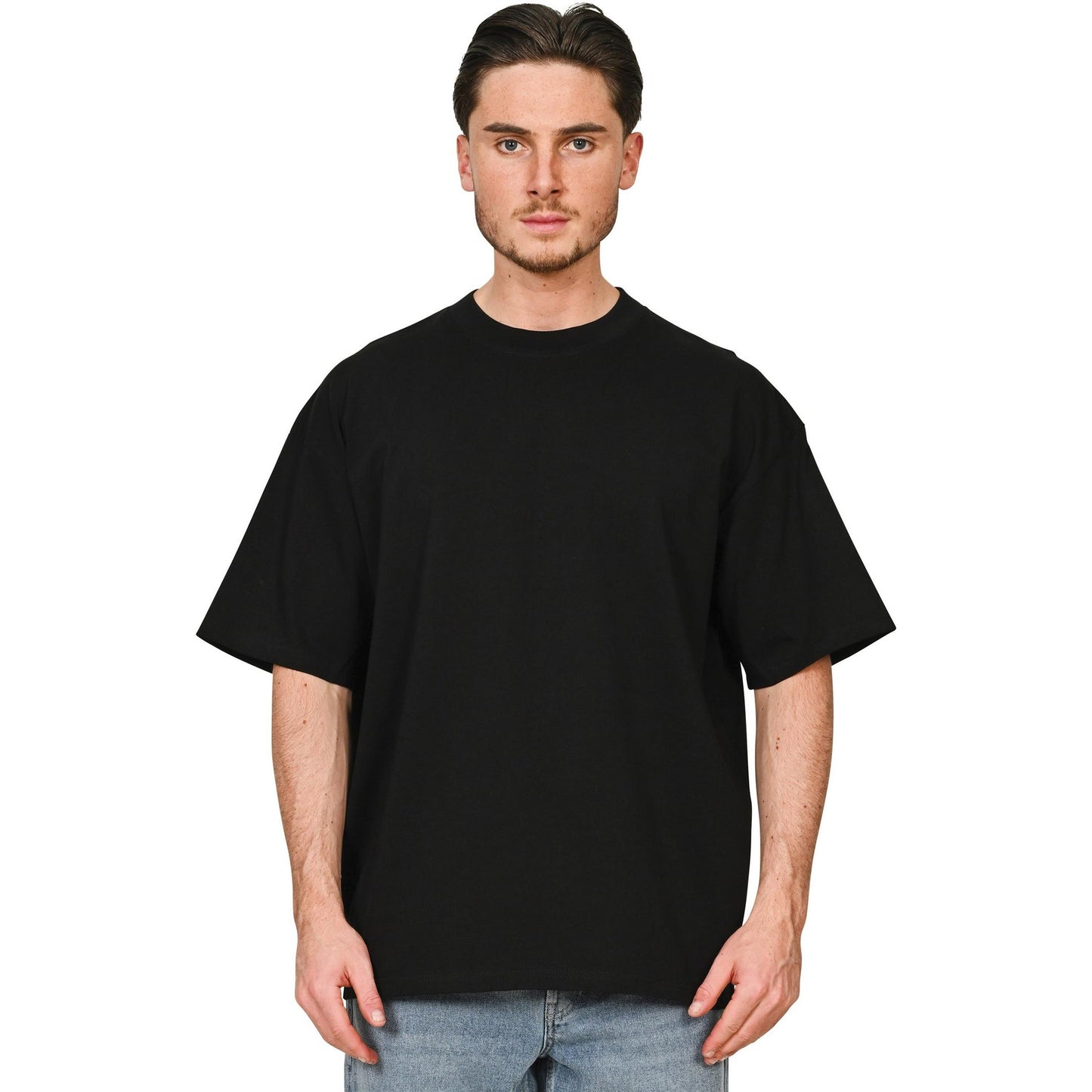 Black - Lifestyle - Casual Classics Unisex Adult Supreme Organic Combed Extended Neckline Oversized T-Shirt