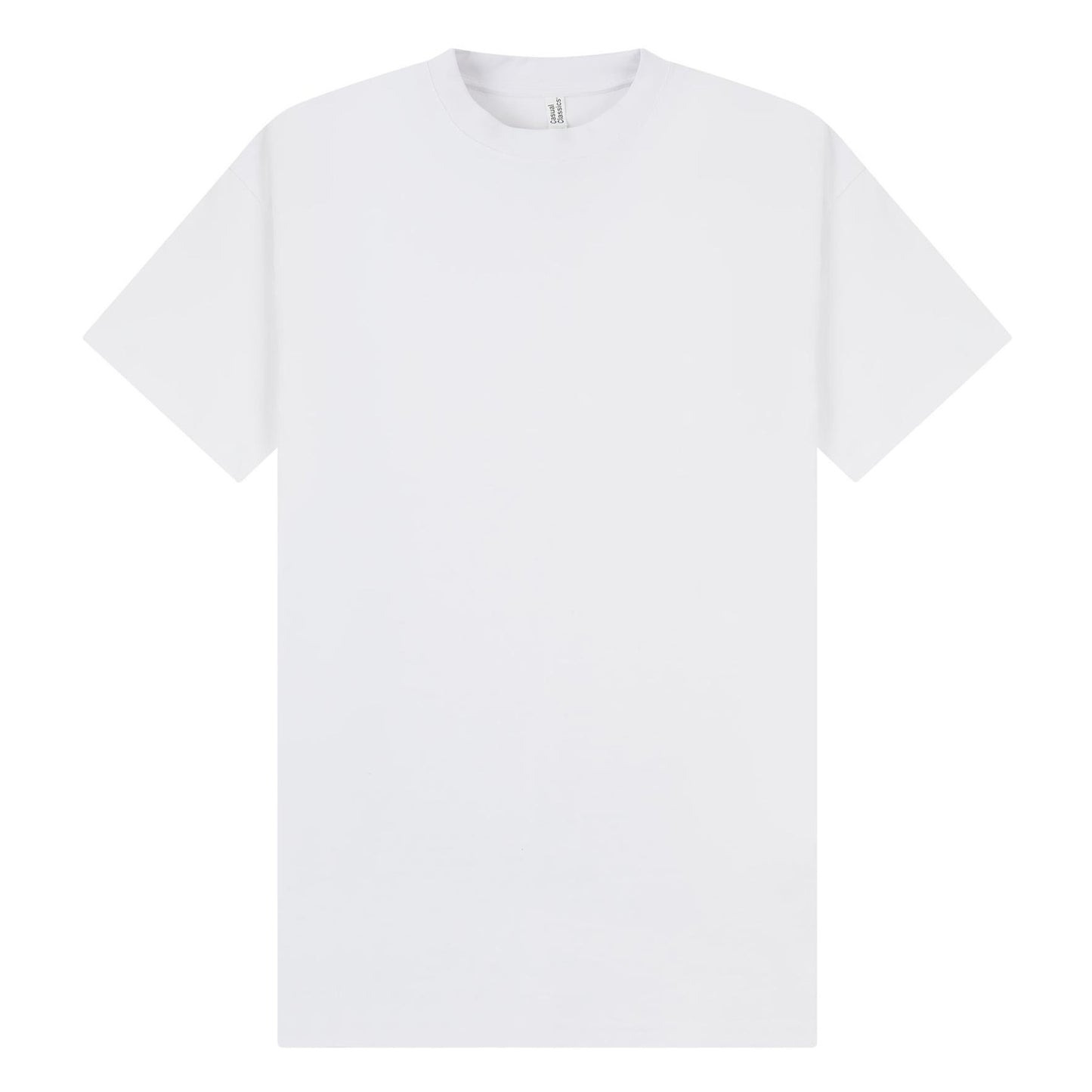 White - Front - Casual Classics Unisex Adult Supreme Organic Combed Extended Neckline Oversized T-Shirt