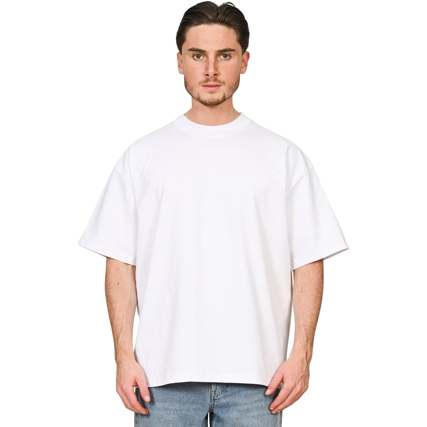 White - Lifestyle - Casual Classics Unisex Adult Supreme Organic Combed Extended Neckline Oversized T-Shirt