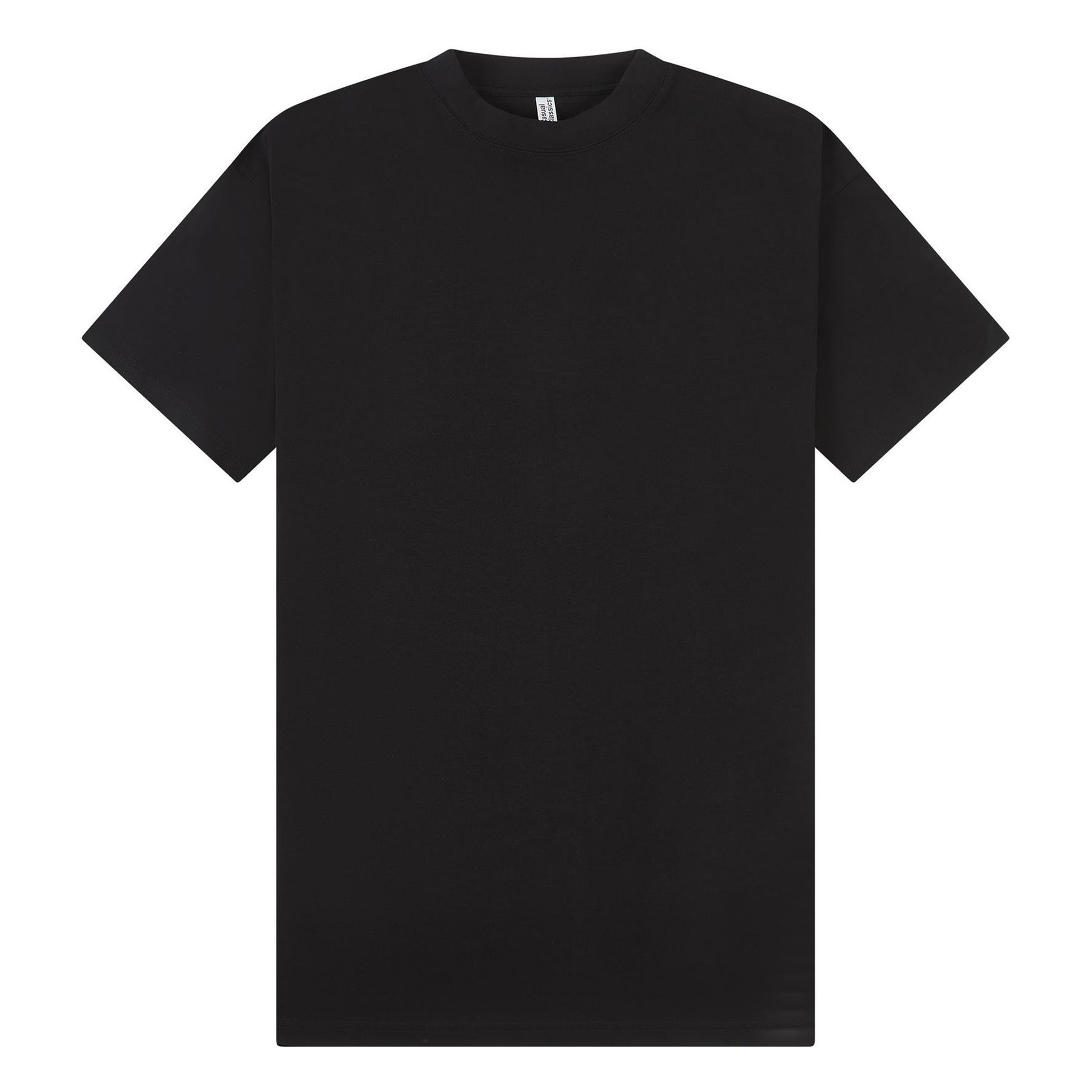 Black - Front - Casual Classics Unisex Adult Supreme Organic Combed Extended Neckline Oversized T-Shirt