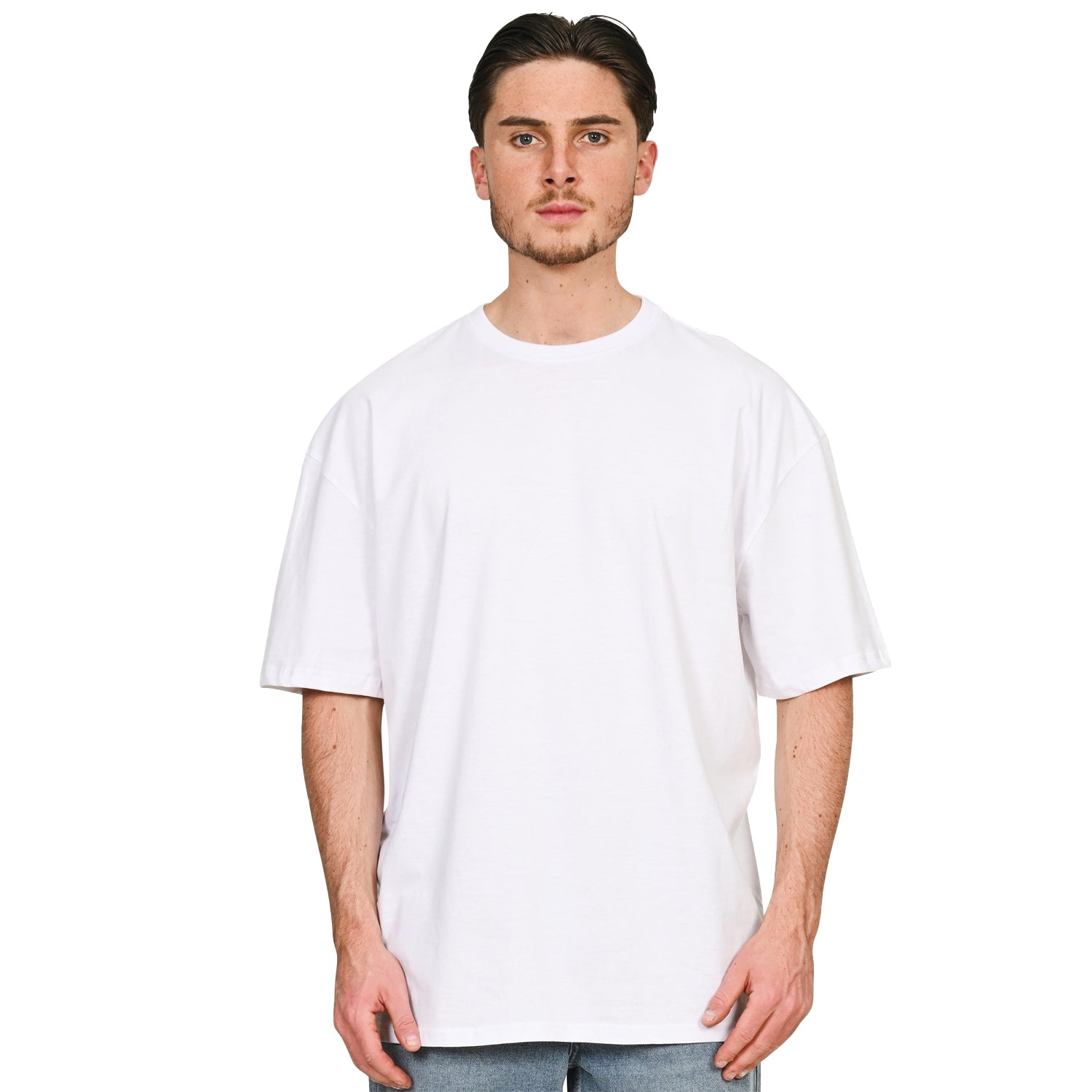 White - Side - Casual Classics Unisex Adult Combed Ringspun Cotton Tall Oversized T-Shirt