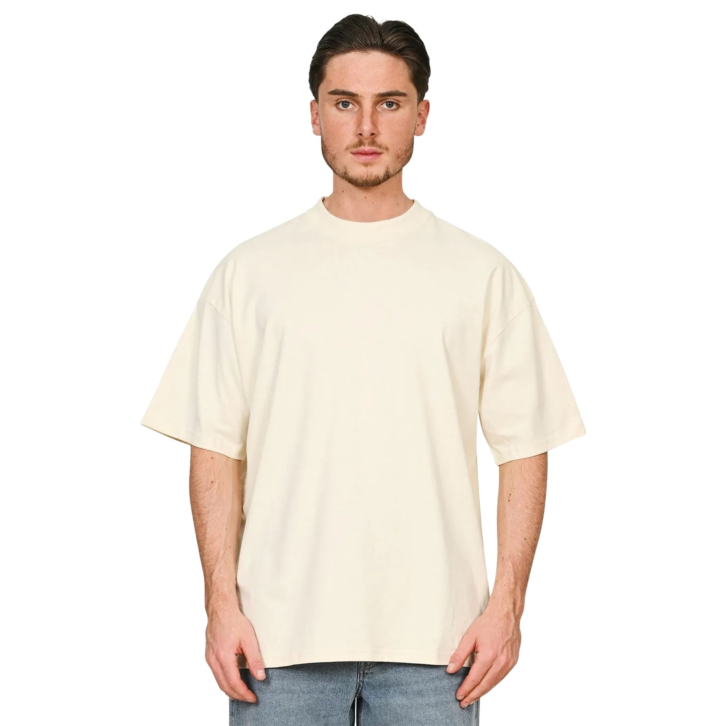 Ecru - Side - Casual Classics Unisex Adult Combed Ringspun Cotton Tall Oversized T-Shirt