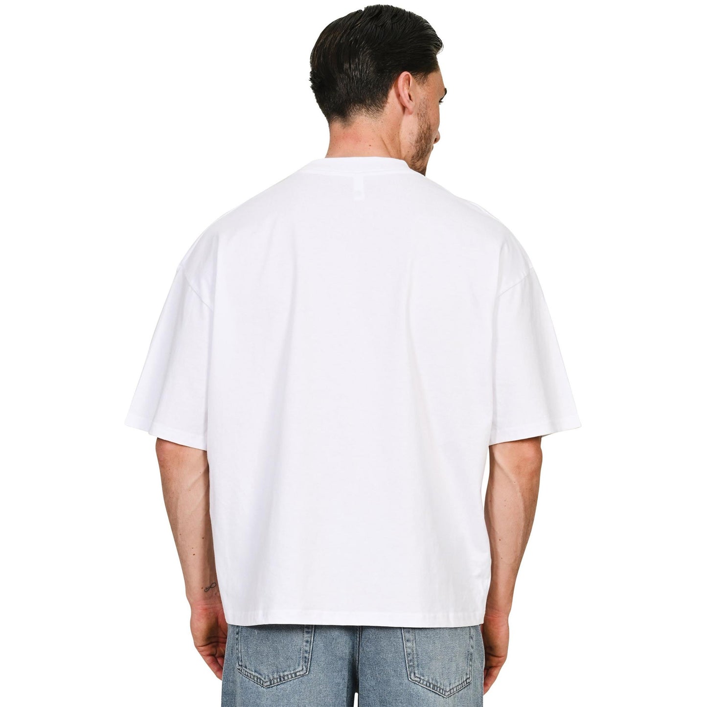 White - Side - Casual Classics Unisex Adult Combed Ringspun Cotton Boxy Oversized T-Shirt