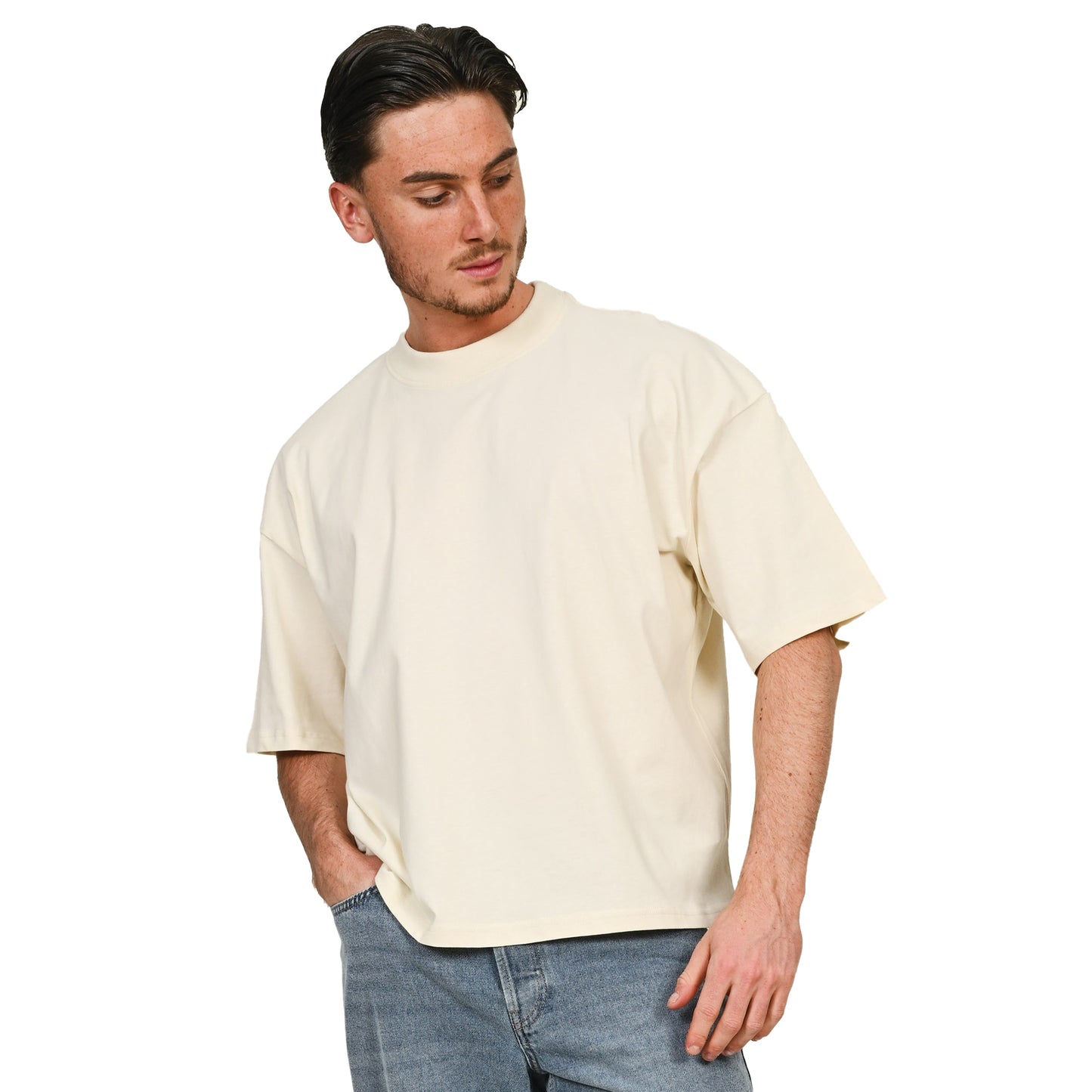 Stone - Front - Casual Classics Unisex Adult Combed Ringspun Cotton Boxy Oversized T-Shirt