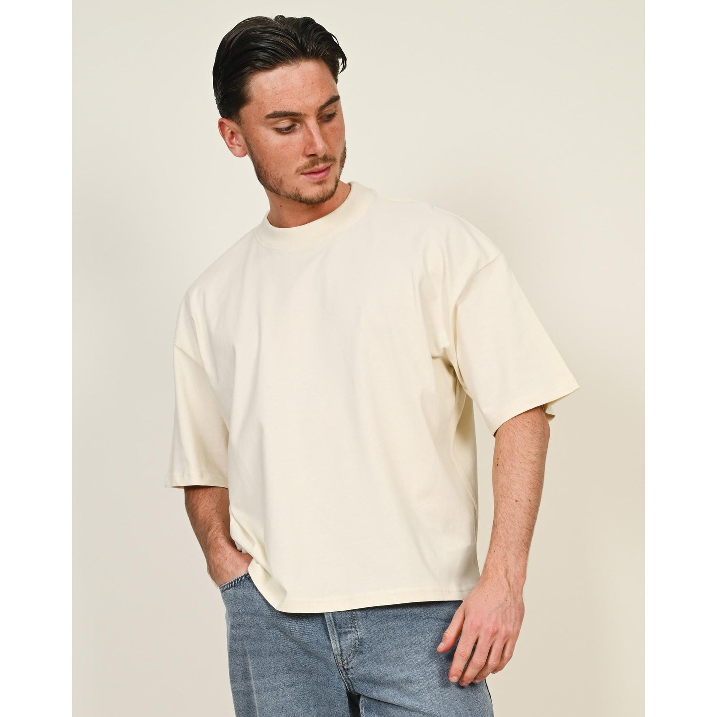 Stone-Stone - Front - Casual Classics Unisex Adult Combed Ringspun Cotton Boxy Oversized T-Shirt
