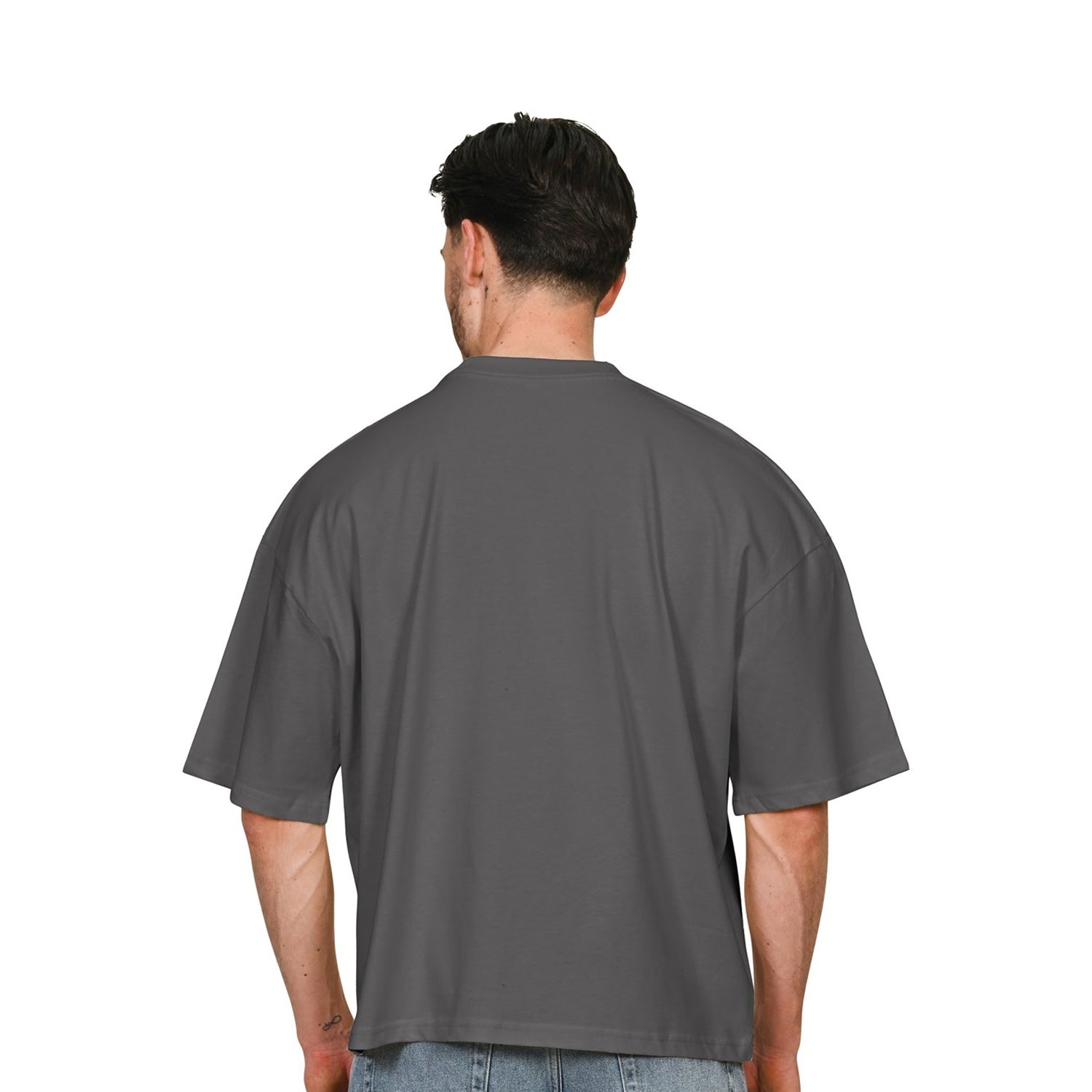 Charcoal - Back - Casual Classics Unisex Adult Combed Ringspun Cotton Boxy Oversized T-Shirt