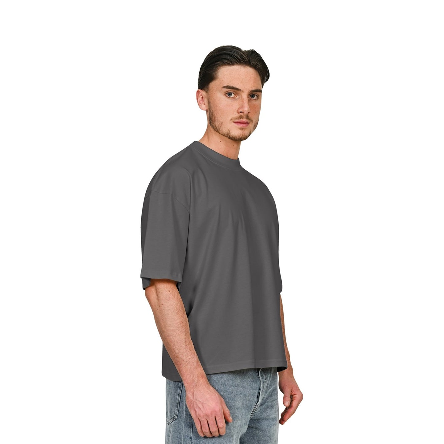 Charcoal - Side - Casual Classics Unisex Adult Combed Ringspun Cotton Boxy Oversized T-Shirt