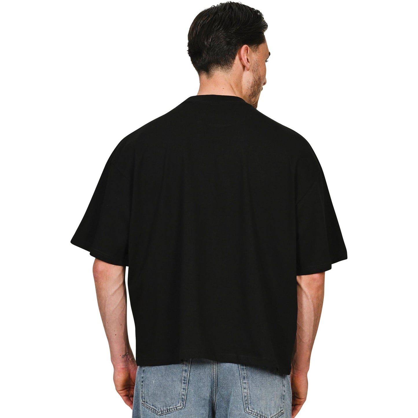 Black - Side - Casual Classics Unisex Adult Combed Ringspun Cotton Boxy Oversized T-Shirt