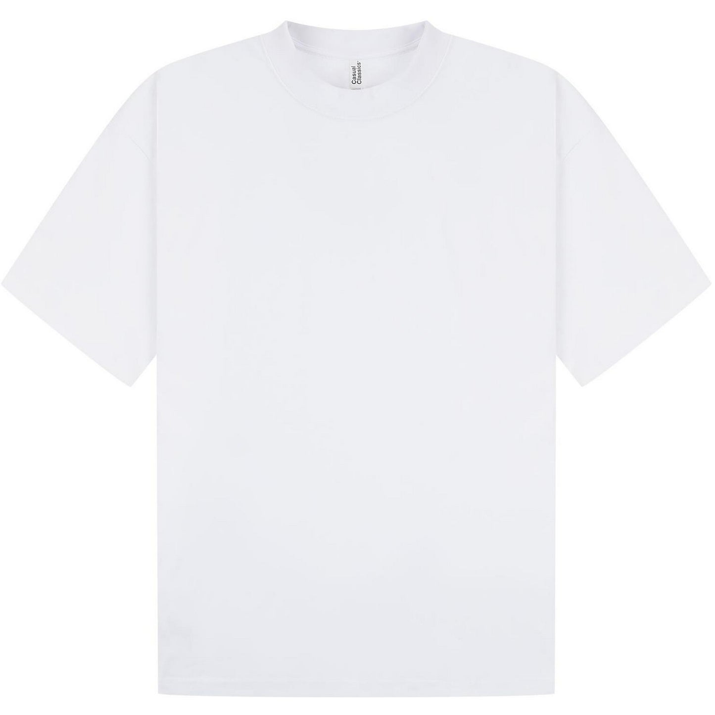 White - Front - Casual Classics Unisex Adult Interlock Combed Ringspun Cotton Extended Neckline Oversized T-Shirt