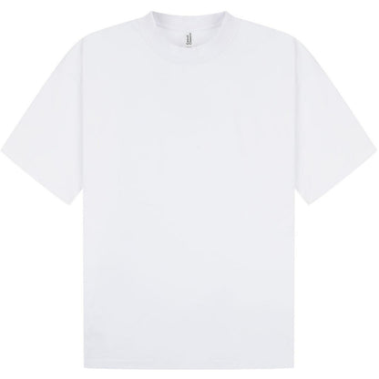 White - Front - Casual Classics Unisex Adult Interlock Combed Ringspun Cotton Extended Neckline Oversized T-Shirt