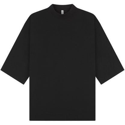 Black - Front - Casual Classics Unisex Adult Interlock Combed Ringspun Cotton Extended Neckline Oversized T-Shirt