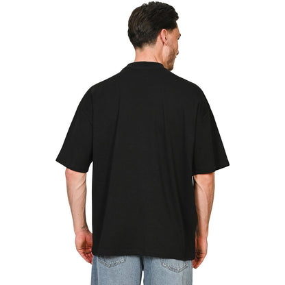 Black - Lifestyle - Casual Classics Unisex Adult Interlock Combed Ringspun Cotton Extended Neckline Oversized T-Shirt