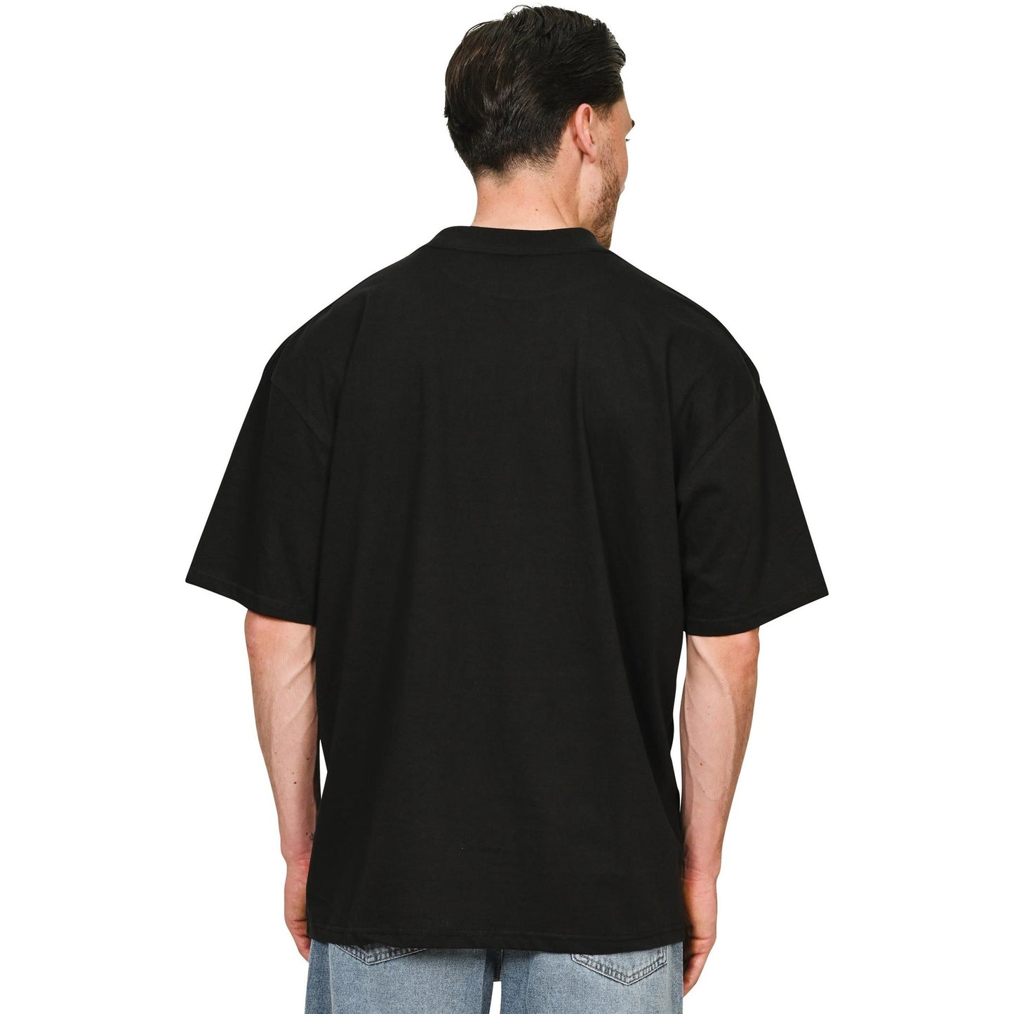 Black - Lifestyle - Casual Classics Unisex Adult Combed Ringspun Cotton Extended Neckline Tall Oversized T-Shirt