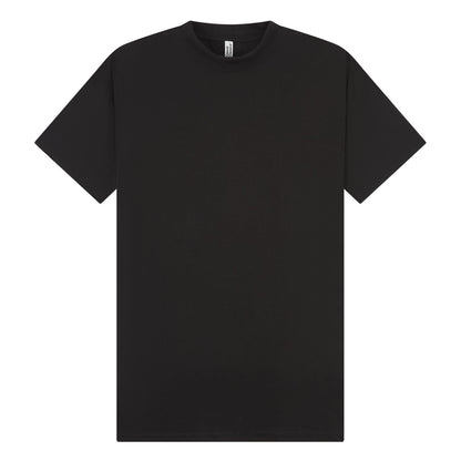 Black - Front - Casual Classics Unisex Adult Combed Ringspun Cotton Extended Neckline Tall Oversized T-Shirt