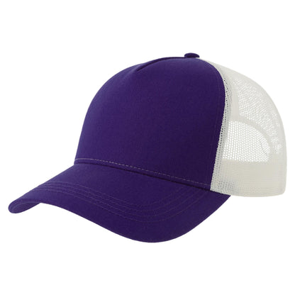 Purple-White - Front - Atlantis Rapper 5 Panel Cotton Sustainable Trucker Cap