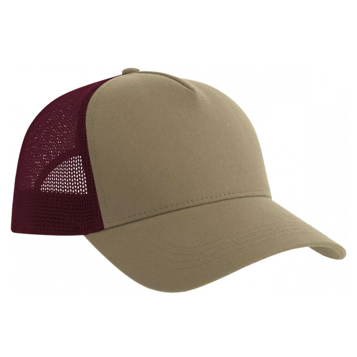 Khaki Brown-Burgundy - Back - Atlantis Rapper 5 Panel Cotton Sustainable Trucker Cap