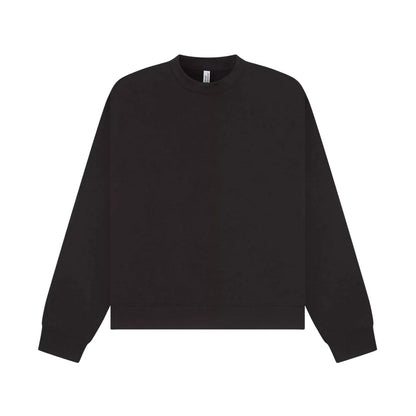 Black - Front - Casual Classics Unisex Adult Premium Extended Neckline Boxy Oversized Sweatshirt