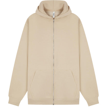Stone - Front - Casual Classics Unisex Adult Premium Boxy Oversized Full Zip Hoodie