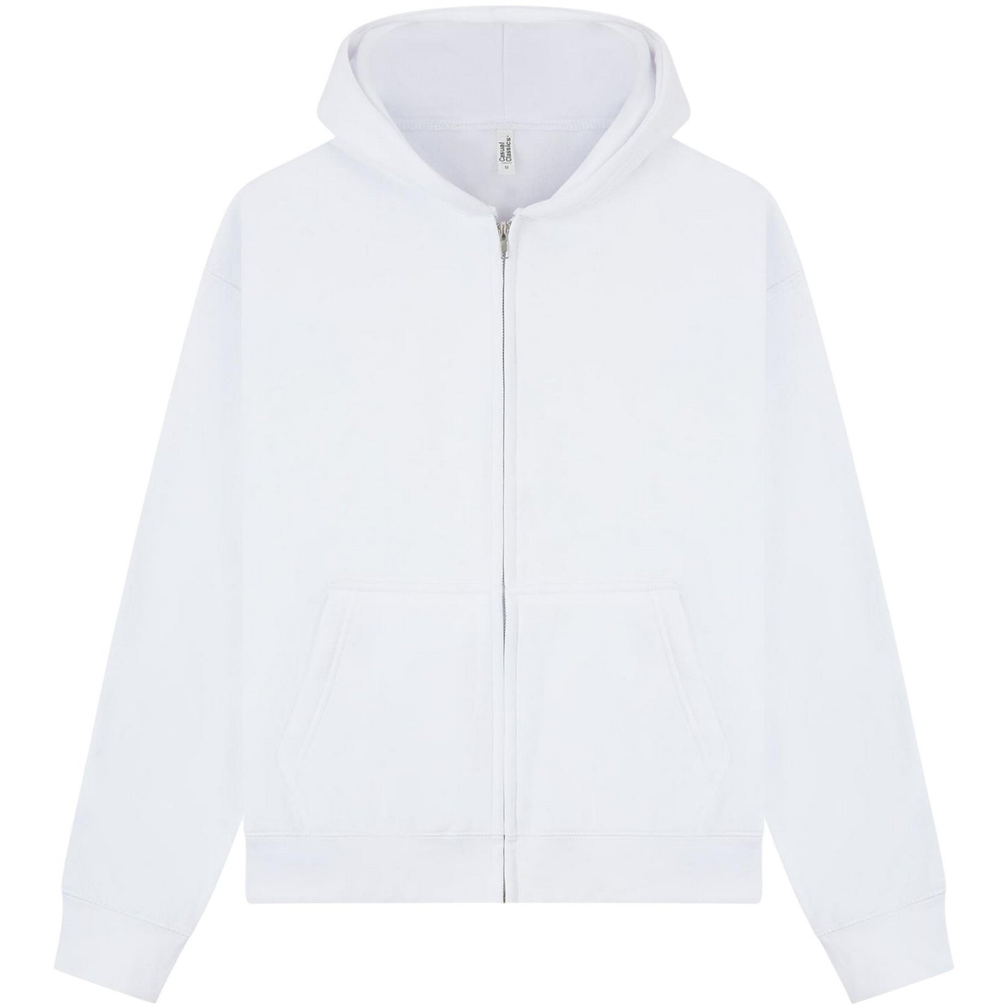 White - Front - Casual Classics Unisex Adult Premium Boxy Oversized Full Zip Hoodie
