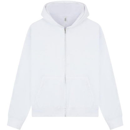 White - Front - Casual Classics Unisex Adult Premium Boxy Oversized Full Zip Hoodie