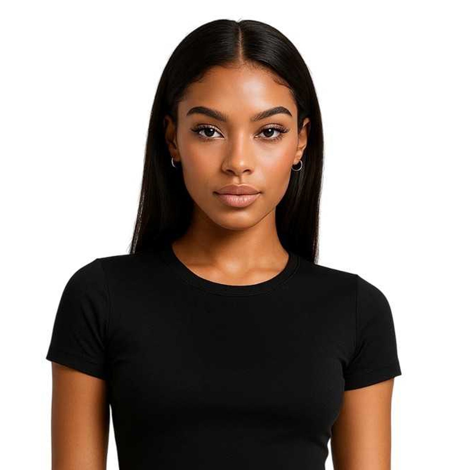 Black - Back - Casual Classics Womens-Ladies Combed Cotton Crop T-Shirt