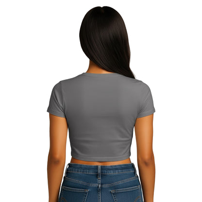 Charcoal - Back - Casual Classics Womens-Ladies Combed Cotton Crop T-Shirt