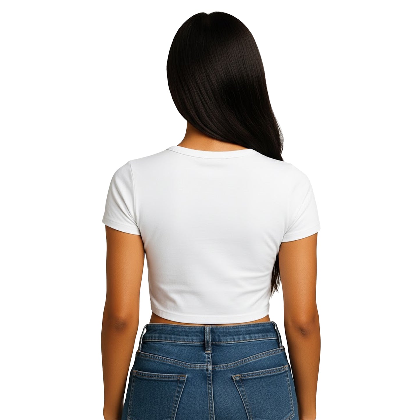 White - Back - Casual Classics Womens-Ladies Combed Cotton Crop T-Shirt