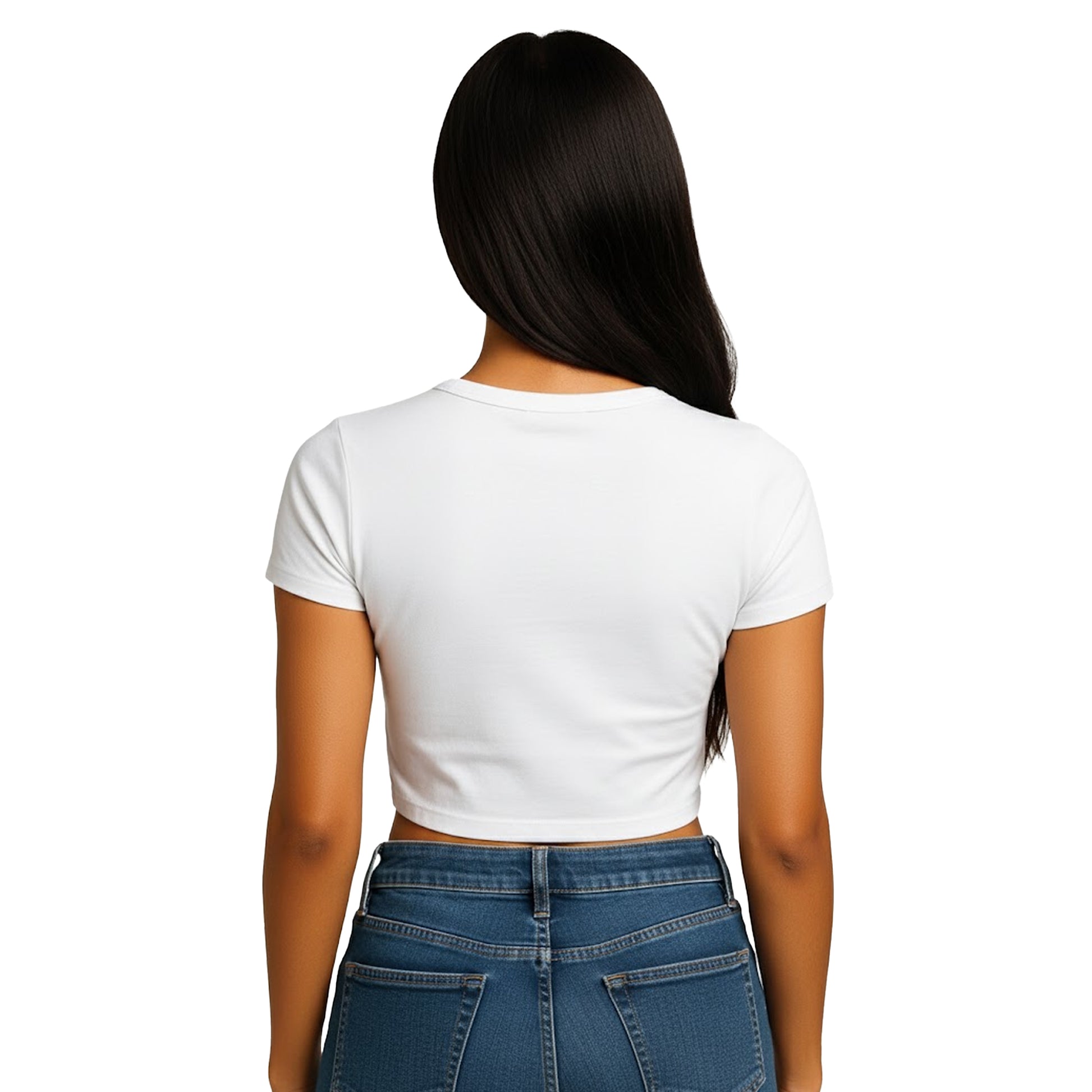 White - Back - Casual Classics Womens-Ladies Combed Cotton Crop T-Shirt
