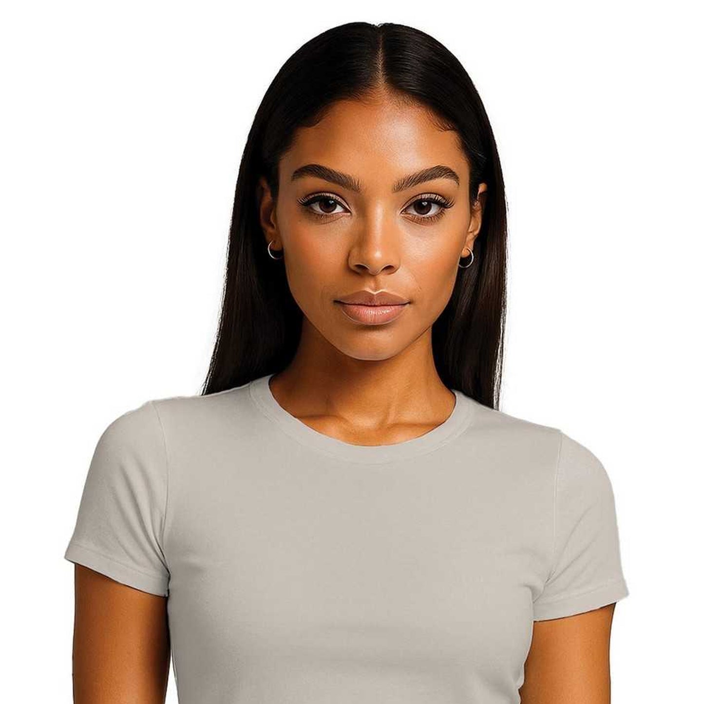 Stone - Back - Casual Classics Womens-Ladies Combed Cotton Crop T-Shirt