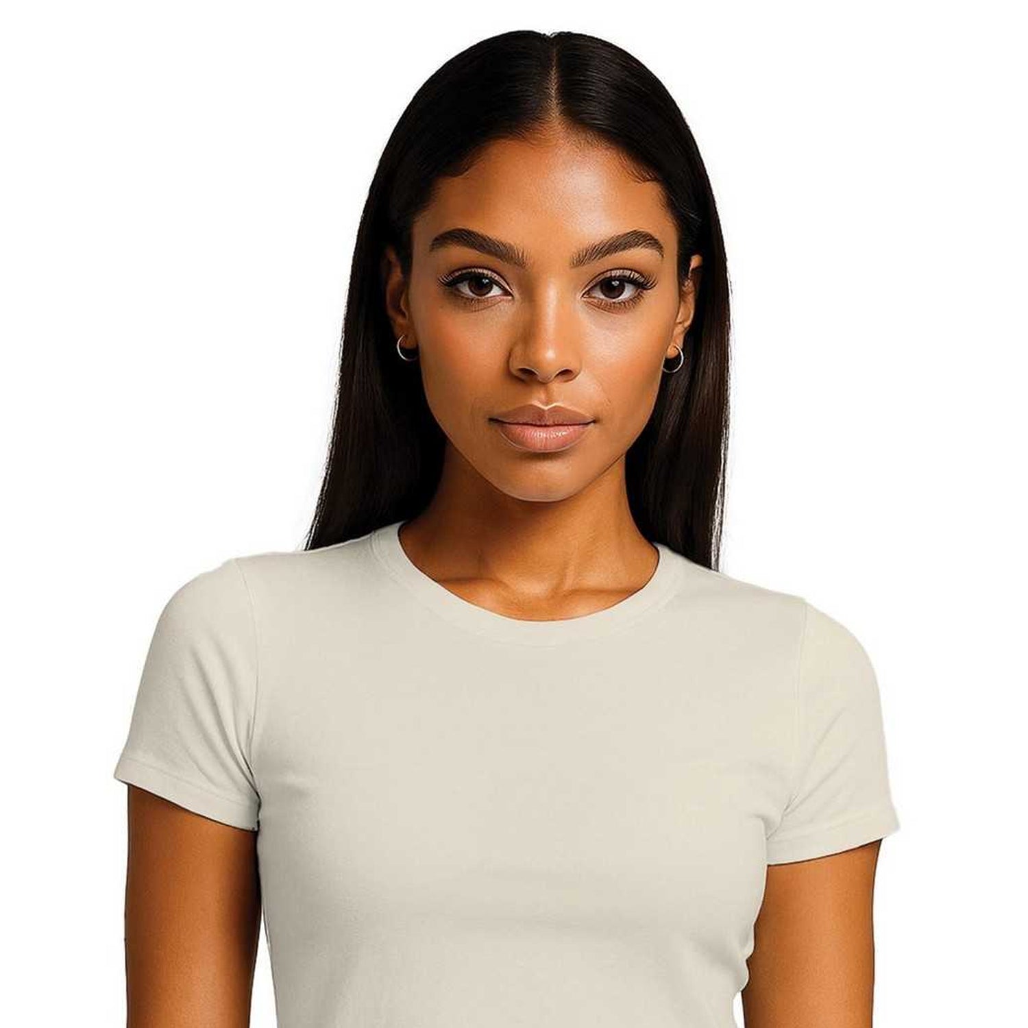 Ecru - Back - Casual Classics Womens-Ladies Combed Cotton Crop T-Shirt