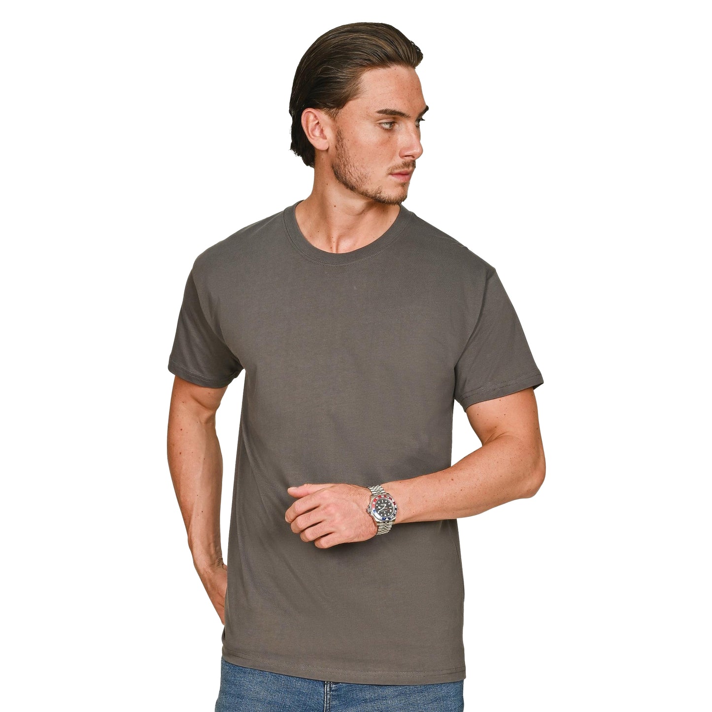 Charcoal - Front - Casual Classics Unisex Adult Core 180 Combed Ringspun Cotton Regular T-Shirt