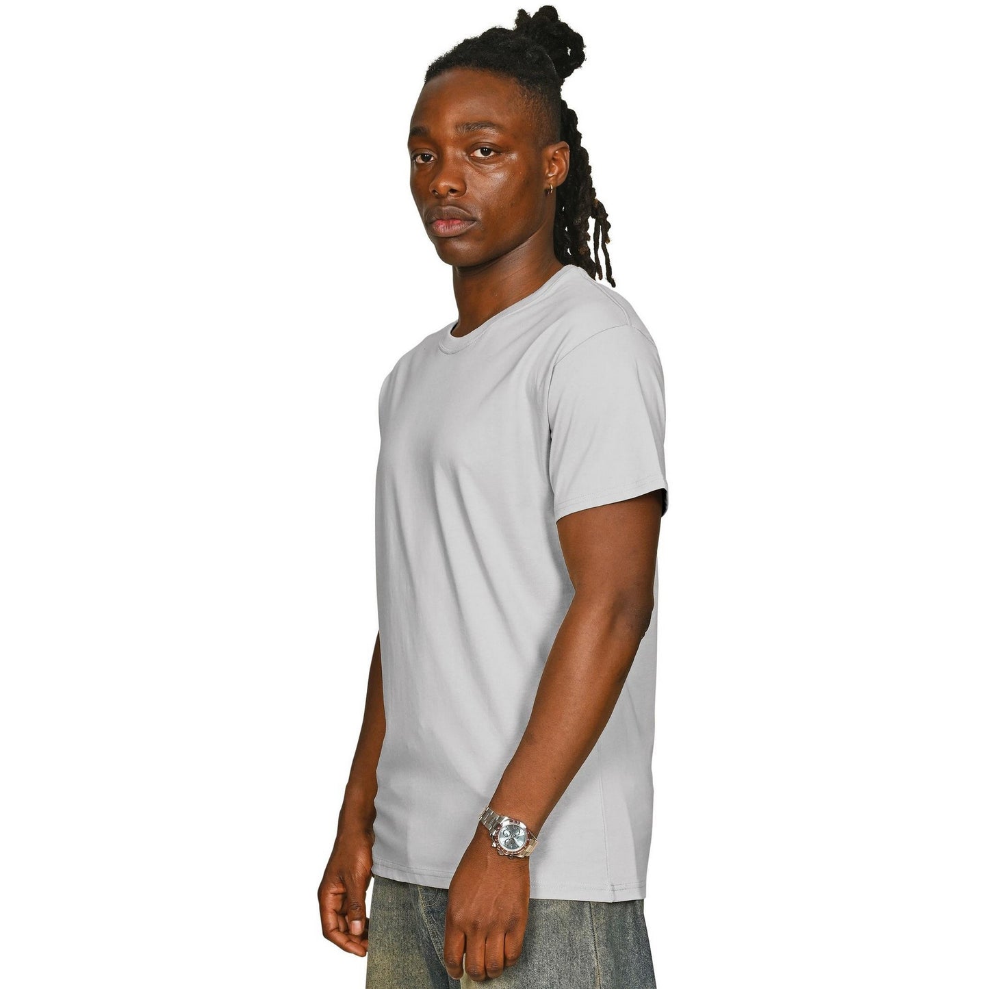 Lunar Grey - Side - Casual Classics Unisex Adult Core 180 Combed Ringspun Cotton Regular T-Shirt