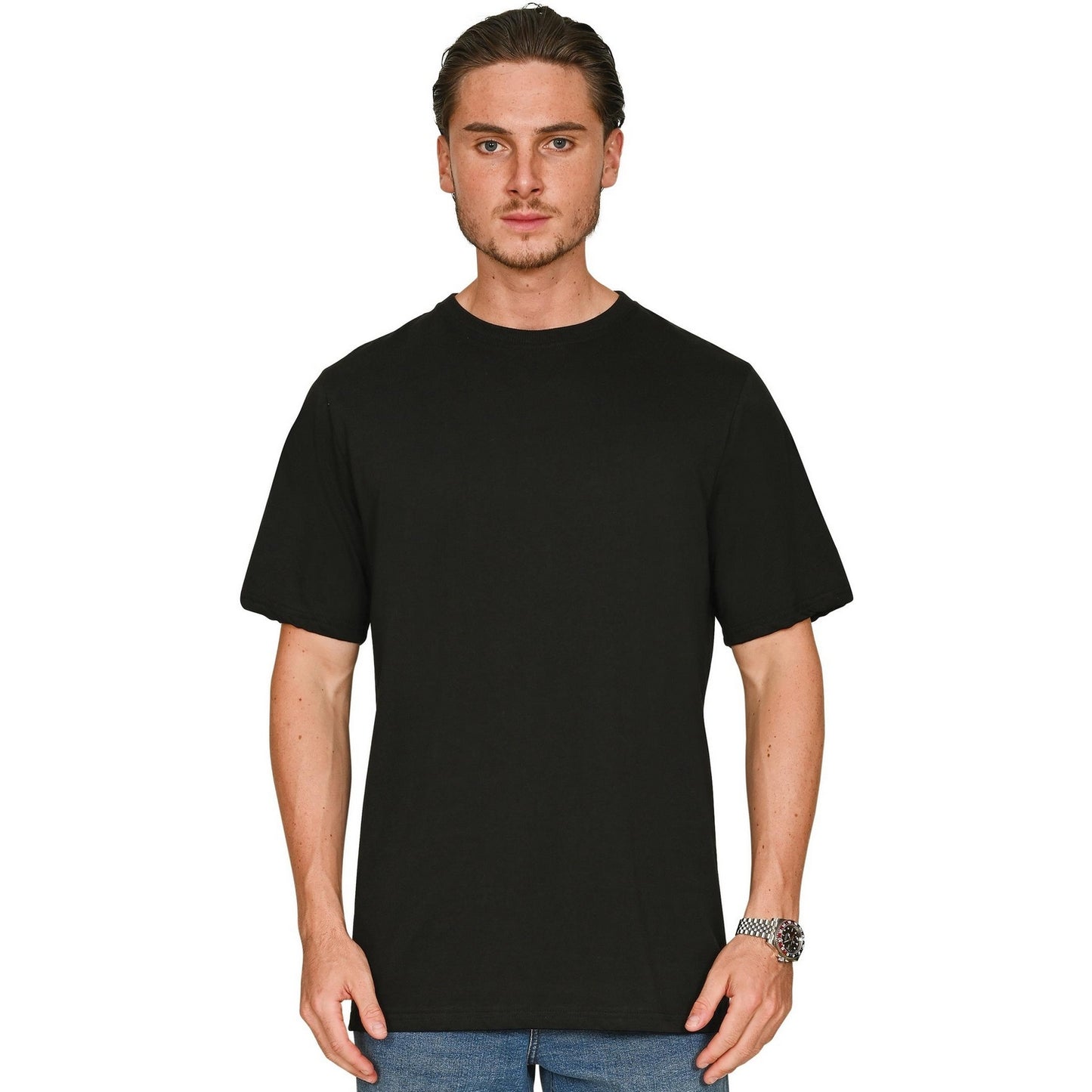 Black - Front - Casual Classics Unisex Adult Core 180 Combed Ringspun Cotton Tall T-Shirt