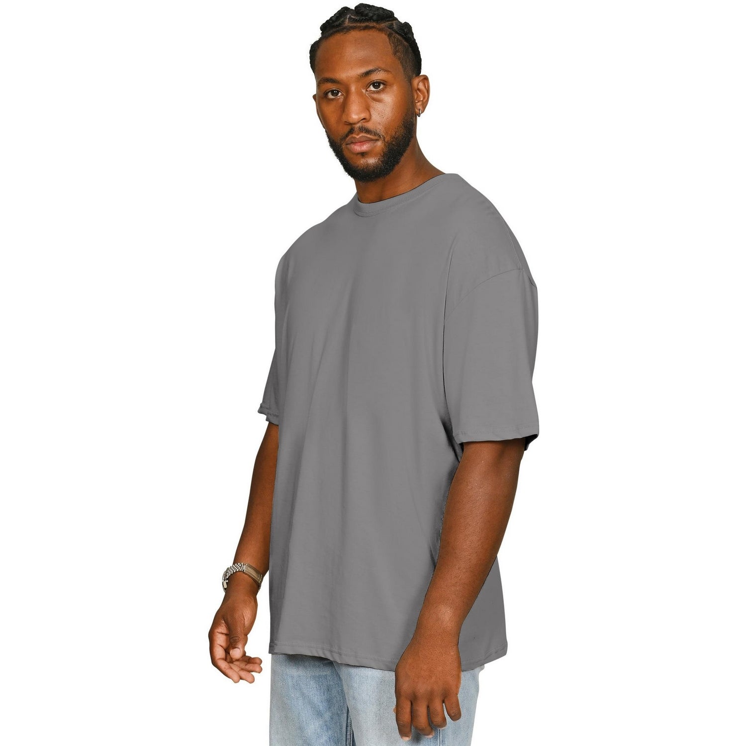 Charcoal - Side - Casual Classics Unisex Adult Core 180 Combed Ringspun Cotton Tall T-Shirt