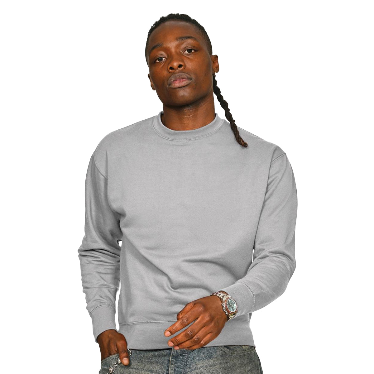 Lunar Grey - Front - Casual Classics Unisex Adult Core Sweatshirt