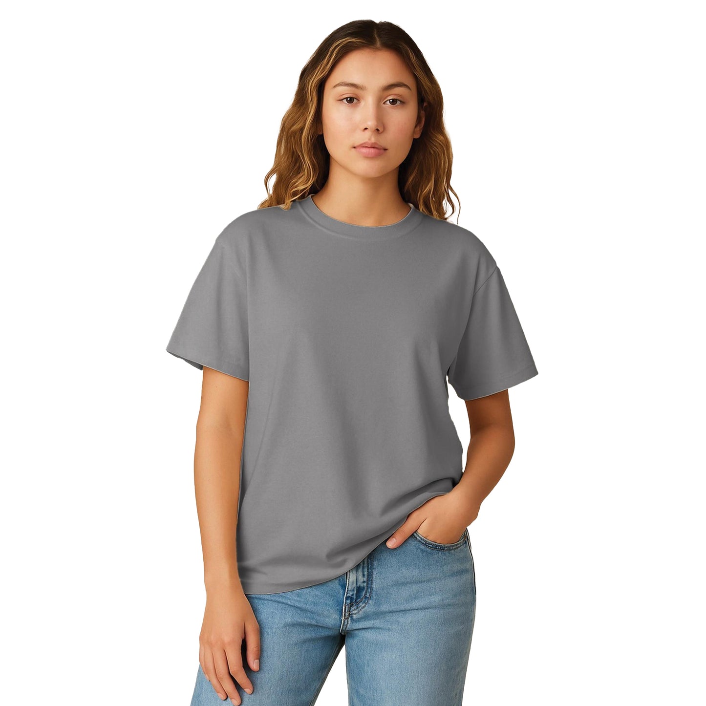 Charcoal - Front - Casual Classics Womens-Ladies Combed Cotton Oversized T-Shirt