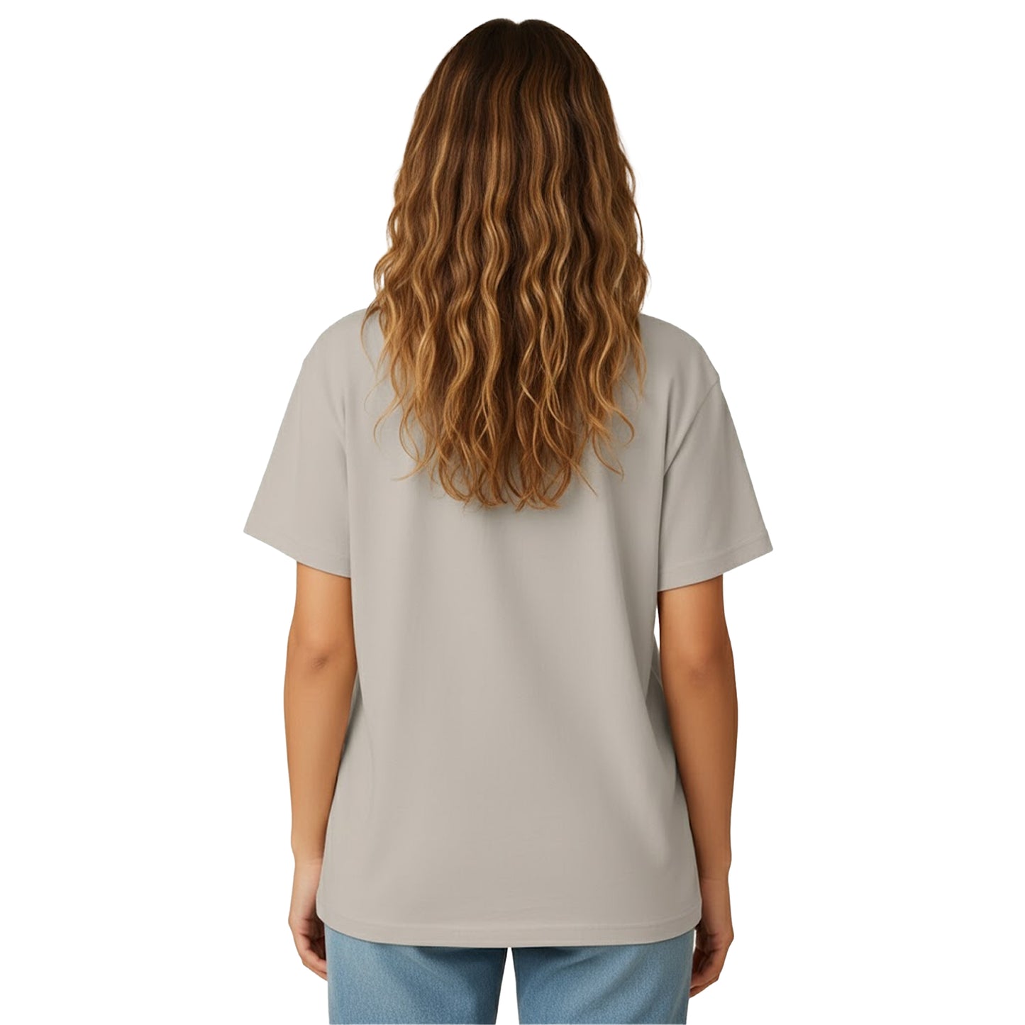 Stone - Back - Casual Classics Womens-Ladies Combed Cotton Oversized T-Shirt