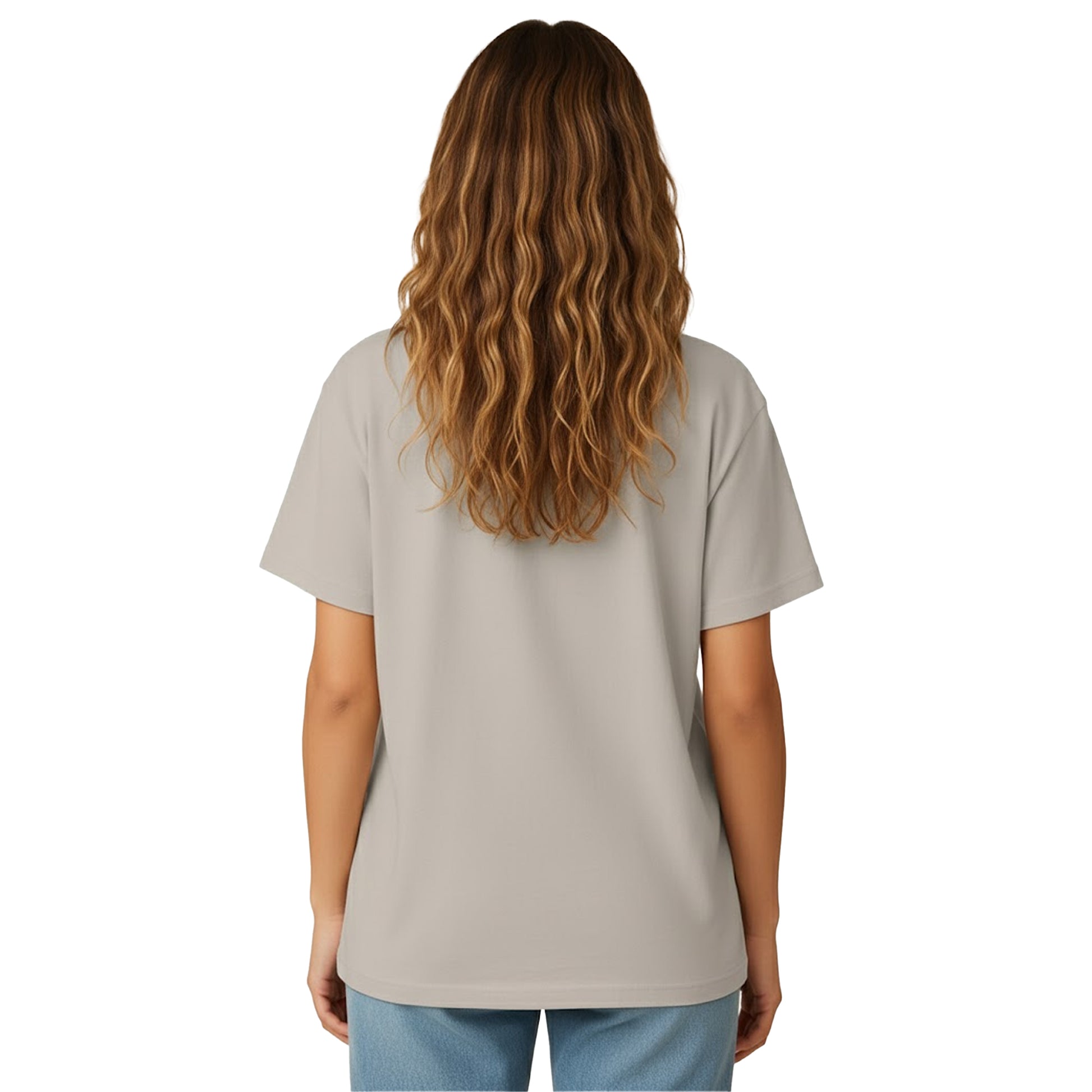 Stone - Back - Casual Classics Womens-Ladies Combed Cotton Oversized T-Shirt