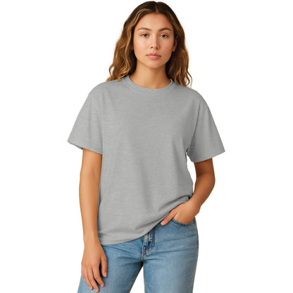 Ash Grey - Front - Casual Classics Womens-Ladies Combed Cotton Oversized T-Shirt