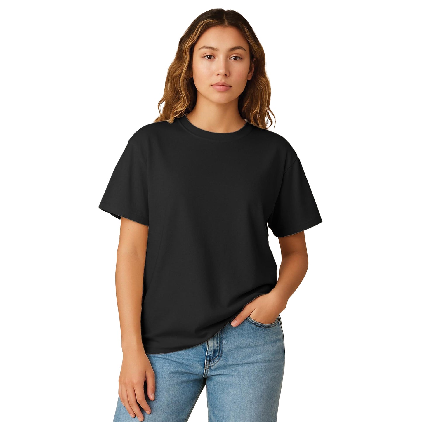 Black - Front - Casual Classics Womens-Ladies Combed Cotton Oversized T-Shirt