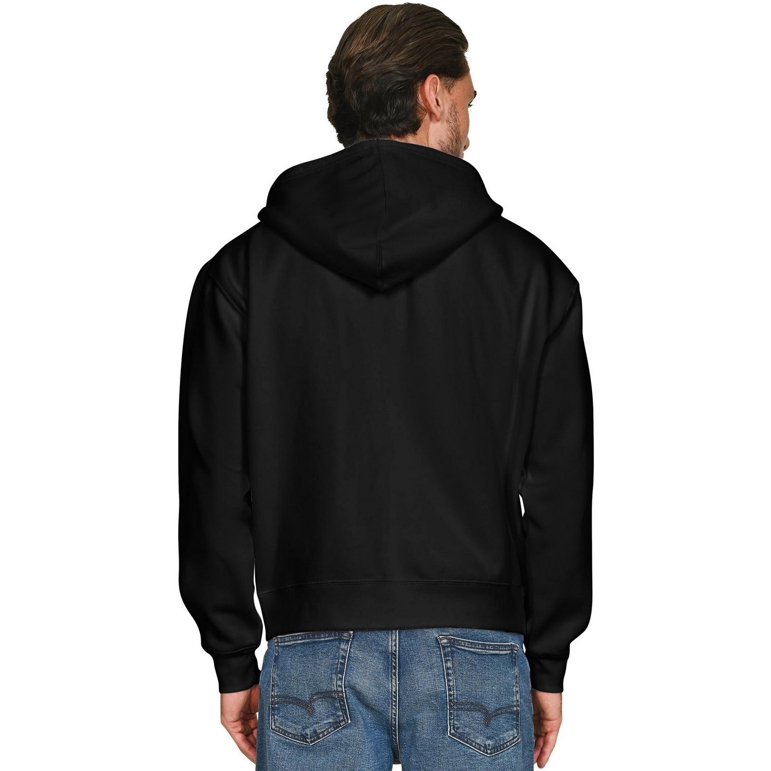 Black - Back - Casual Classics Unisex Adult Combed Cotton Oversized Full Zip Hoodie