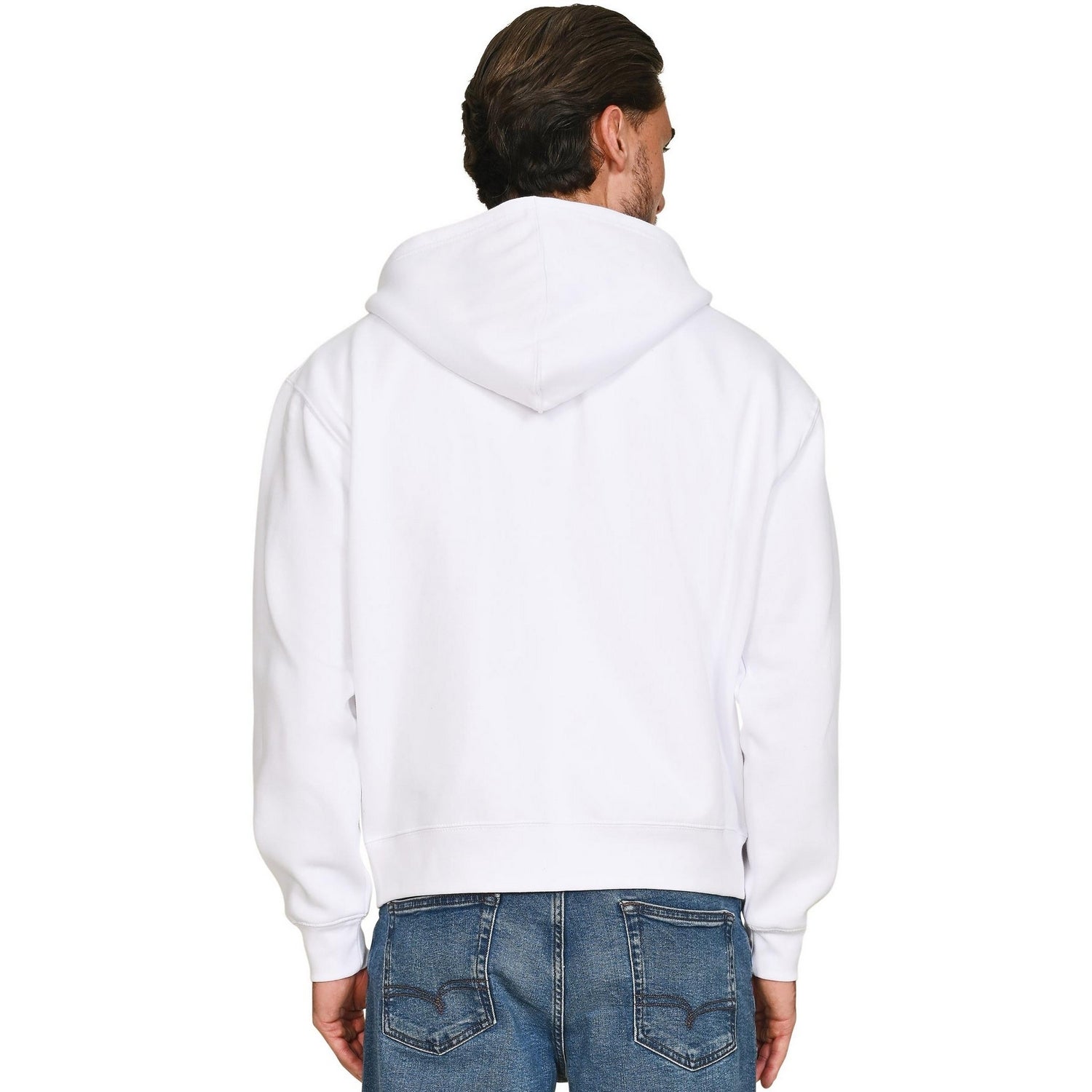 White - Back - Casual Classics Unisex Adult Combed Cotton Oversized Full Zip Hoodie