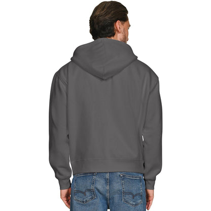 Charcoal - Back - Casual Classics Unisex Adult Combed Cotton Oversized Full Zip Hoodie