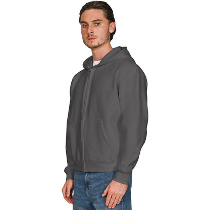 Charcoal - Side - Casual Classics Unisex Adult Combed Cotton Oversized Full Zip Hoodie