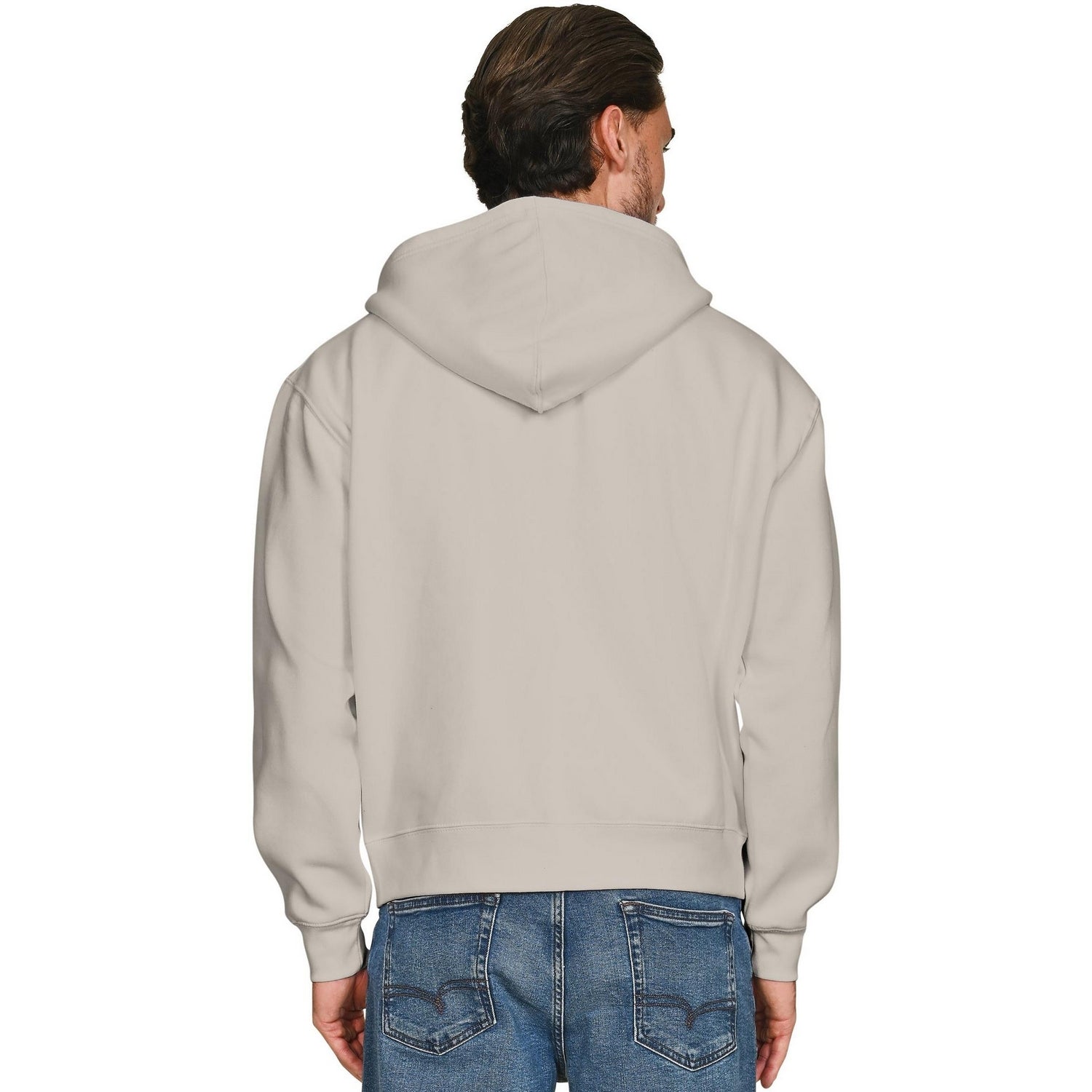 Stone - Back - Casual Classics Unisex Adult Combed Cotton Oversized Full Zip Hoodie