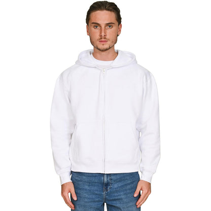 White - Front - Casual Classics Unisex Adult Combed Cotton Oversized Full Zip Hoodie