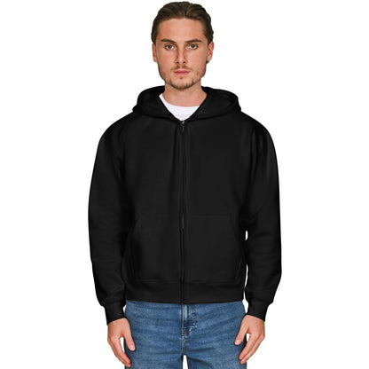 Black - Front - Casual Classics Unisex Adult Combed Cotton Oversized Full Zip Hoodie